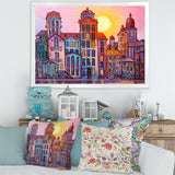 Street Scene In Old Town With Colorful Buildings