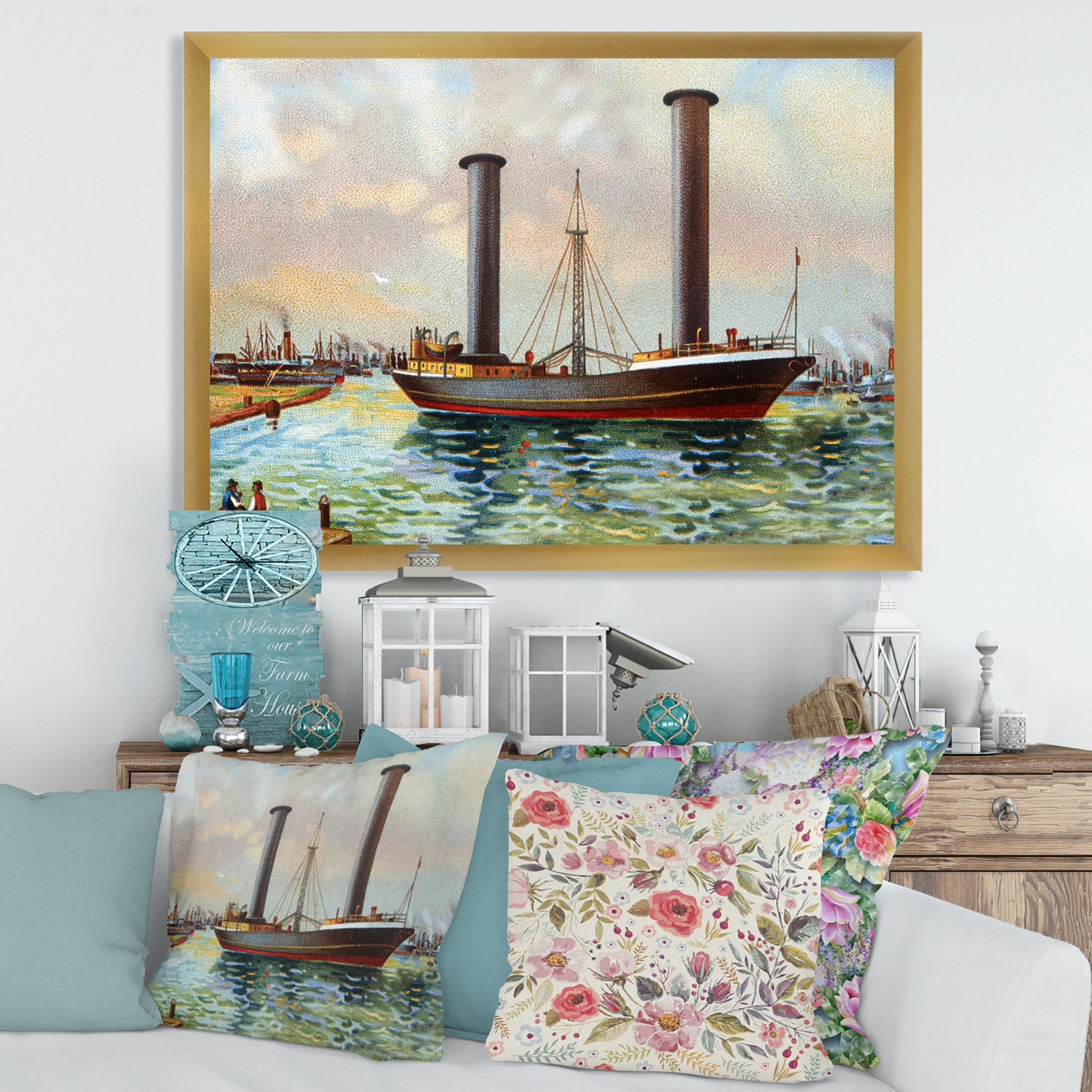 Ancient Boat Leaving The Harbor