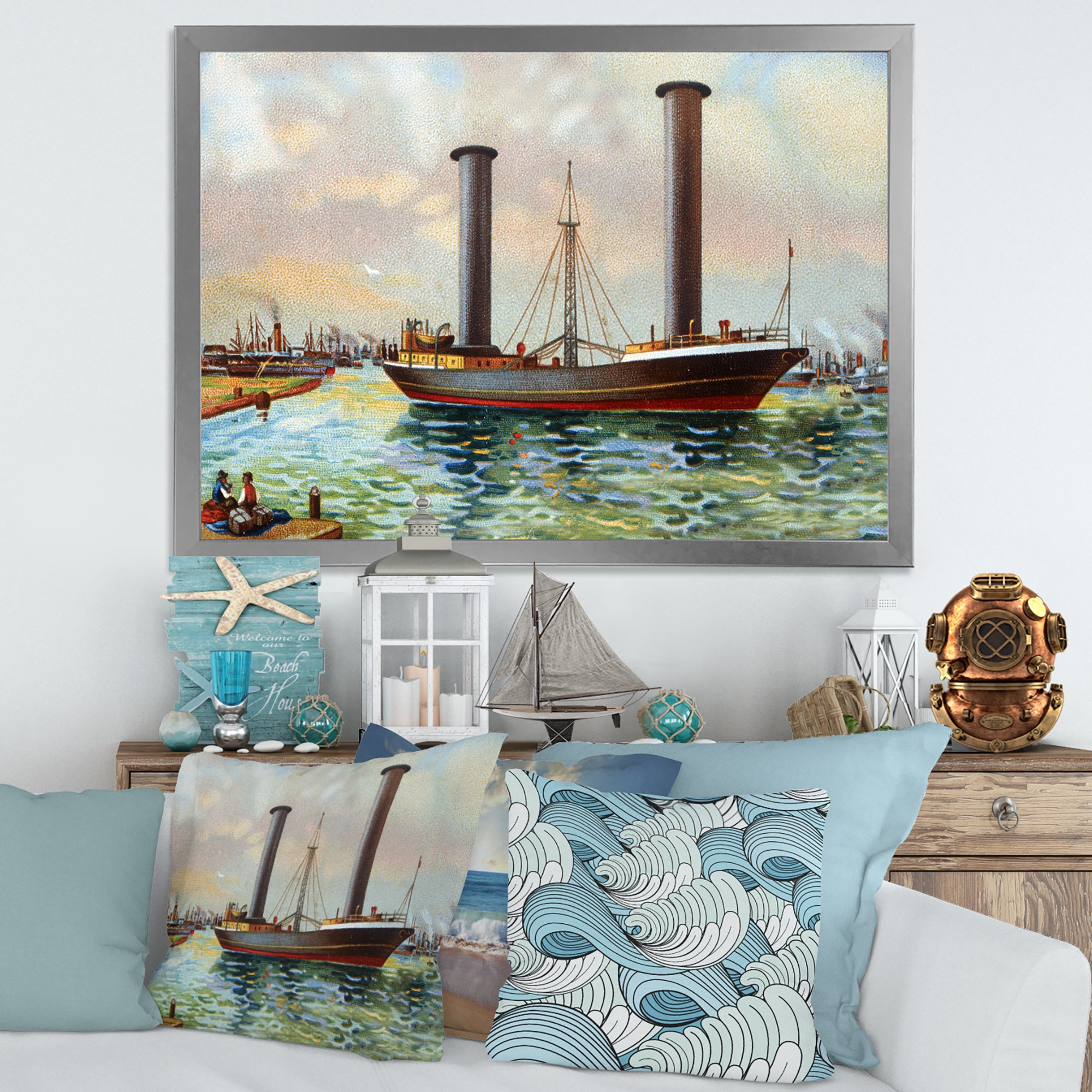 Ancient Boat Leaving The Harbor