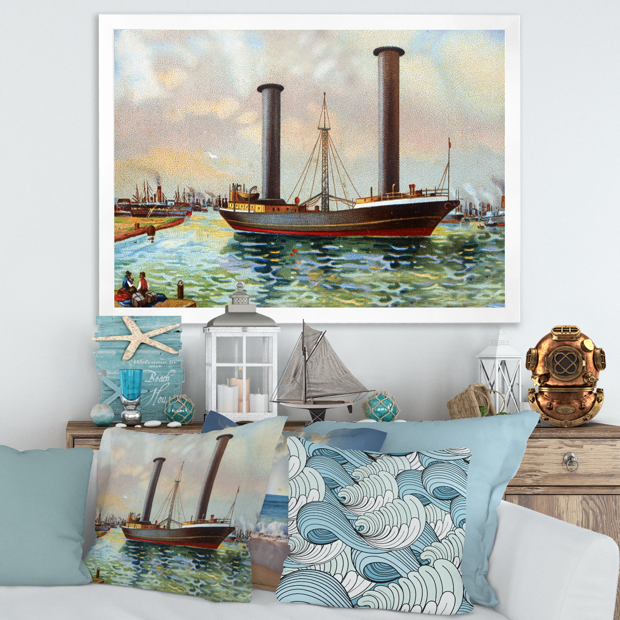 Ancient Boat Leaving The Harbor