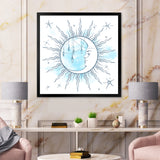 Blue Crescent Moon With Moonstone Pendants & Stars