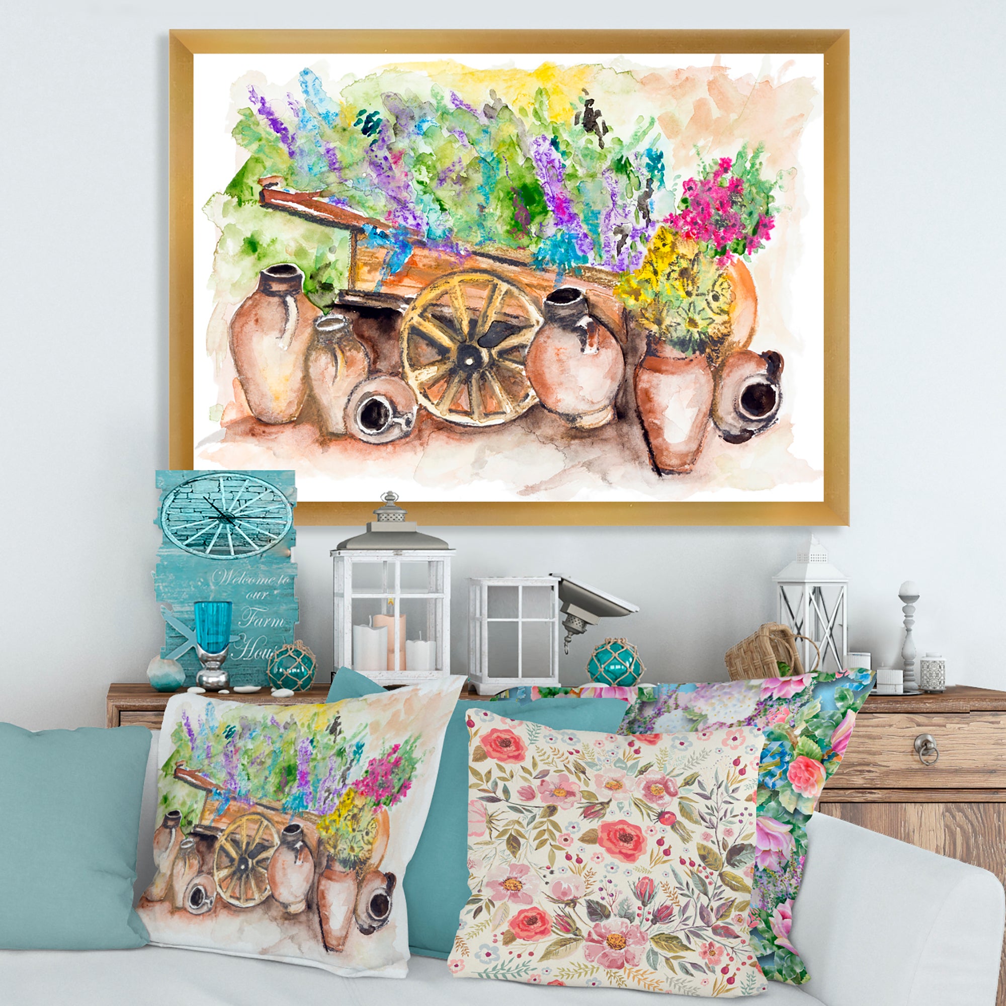 Lavender Flowers On Ancient Cart