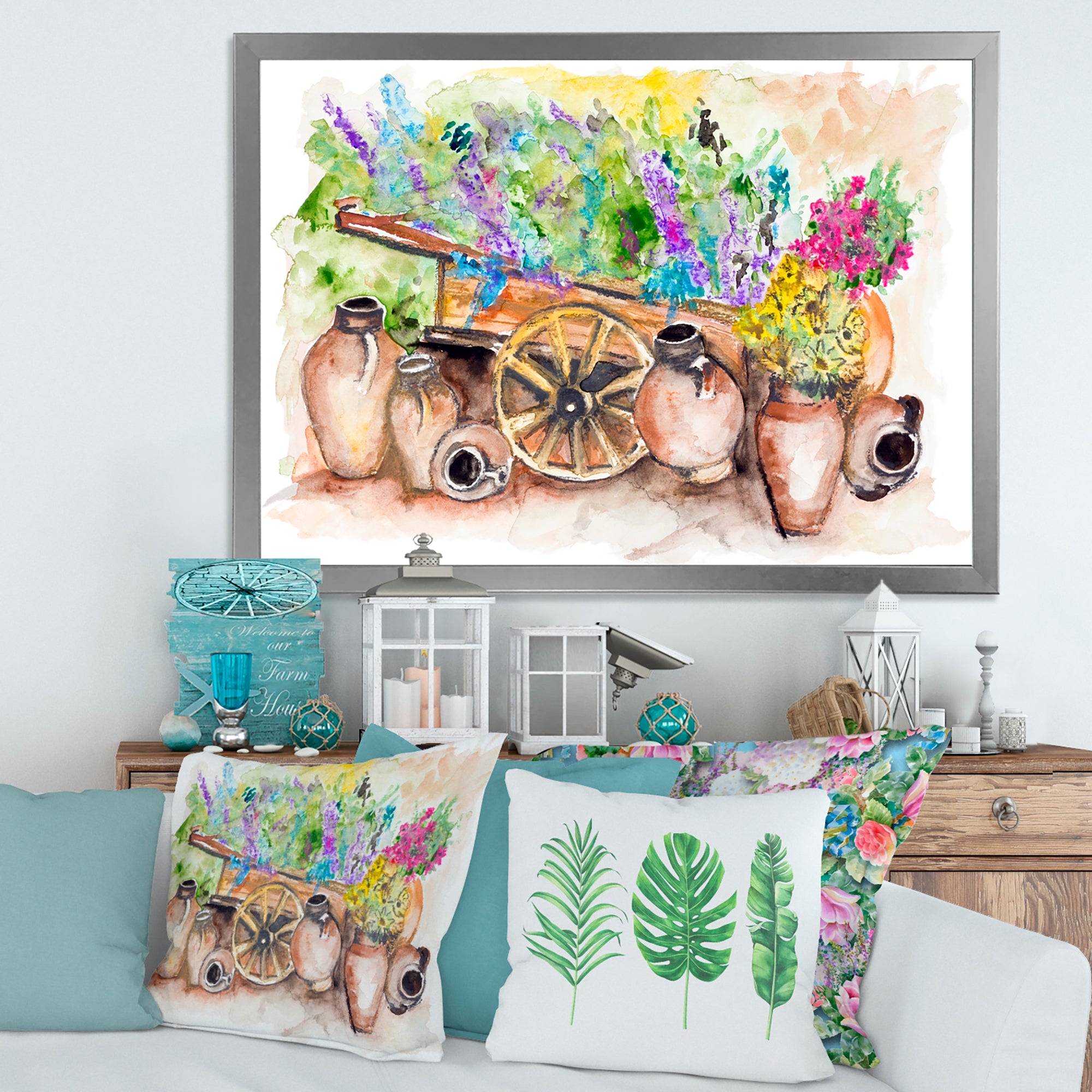 Lavender Flowers On Ancient Cart