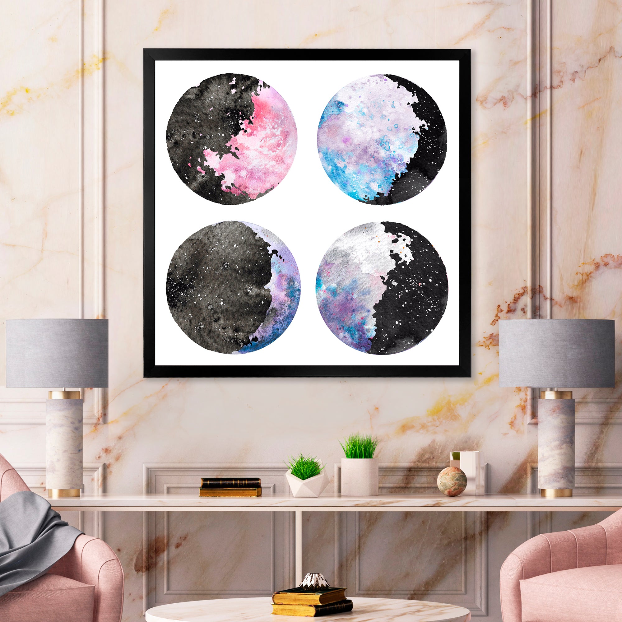 Moon Phases With Stars and Sky