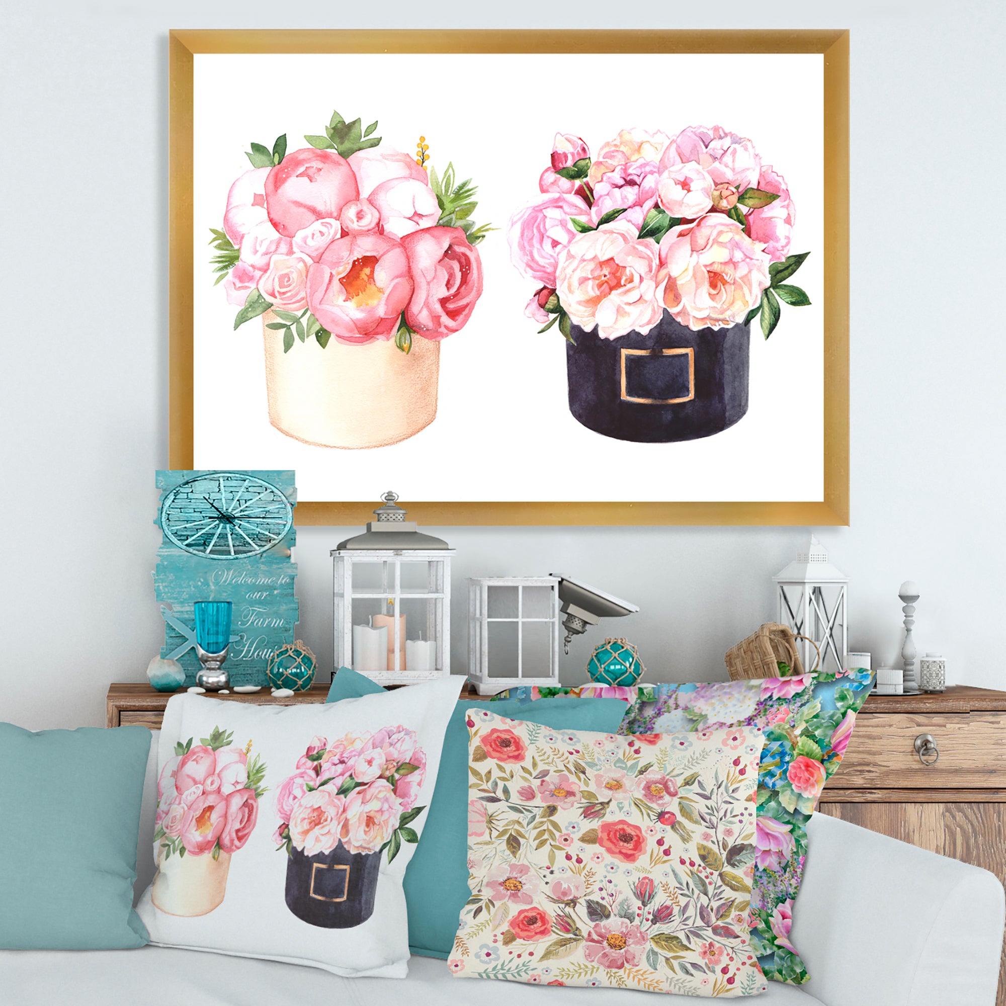 Flower Box With Peonies and Rose