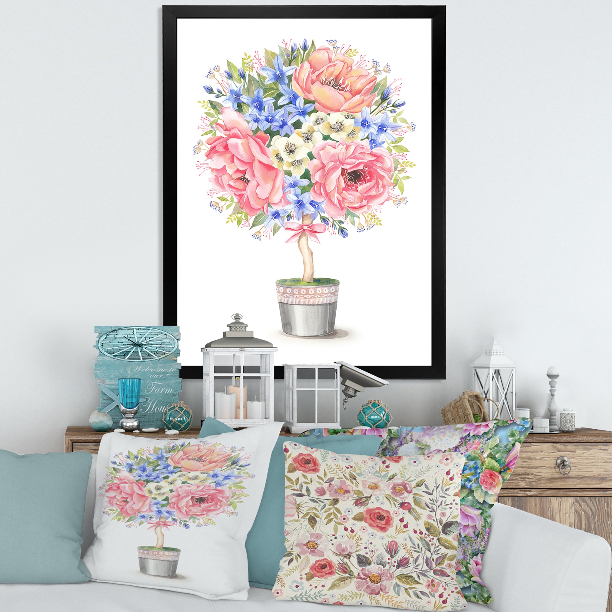 Flower Tree In A Pot With A Bow