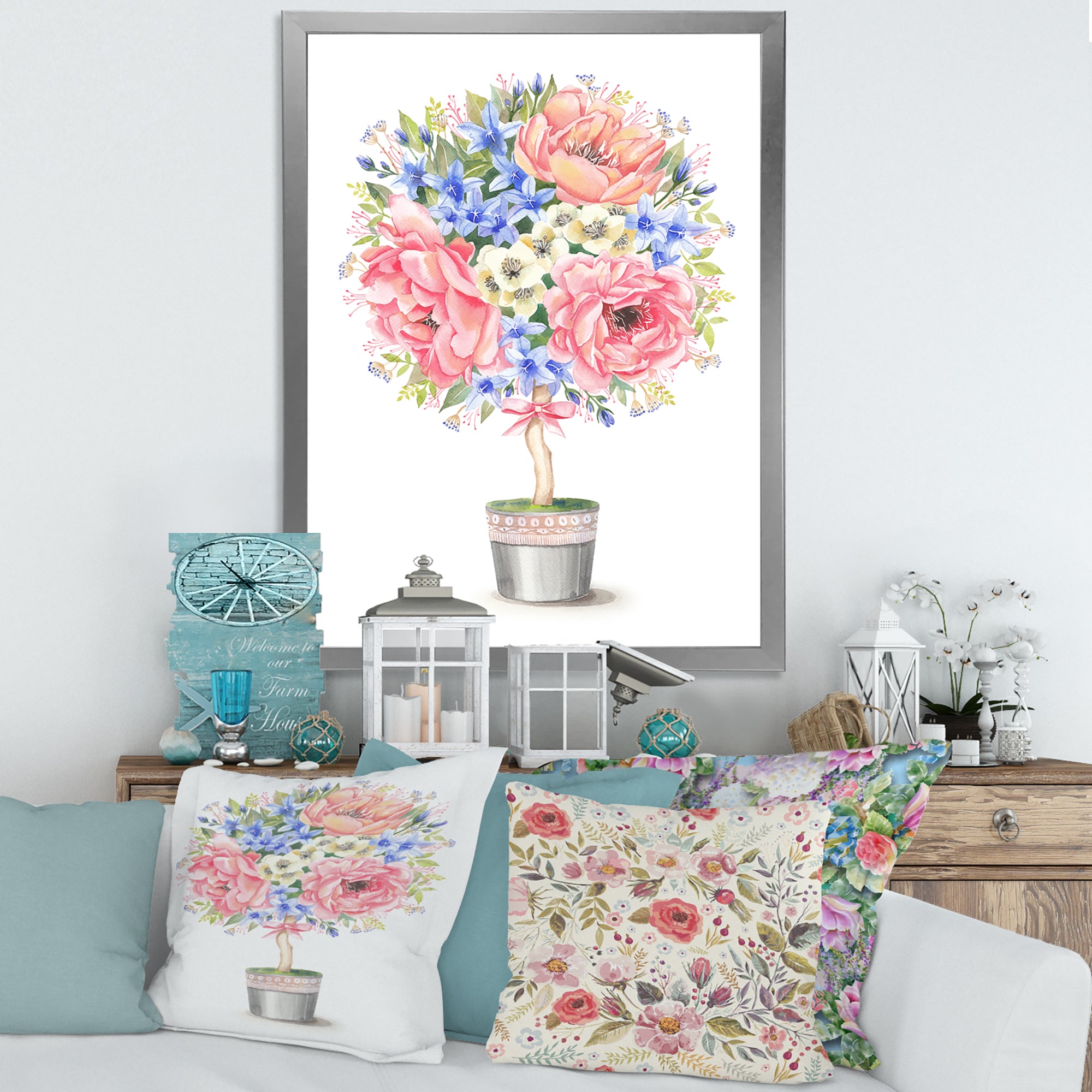 Flower Tree In A Pot With A Bow
