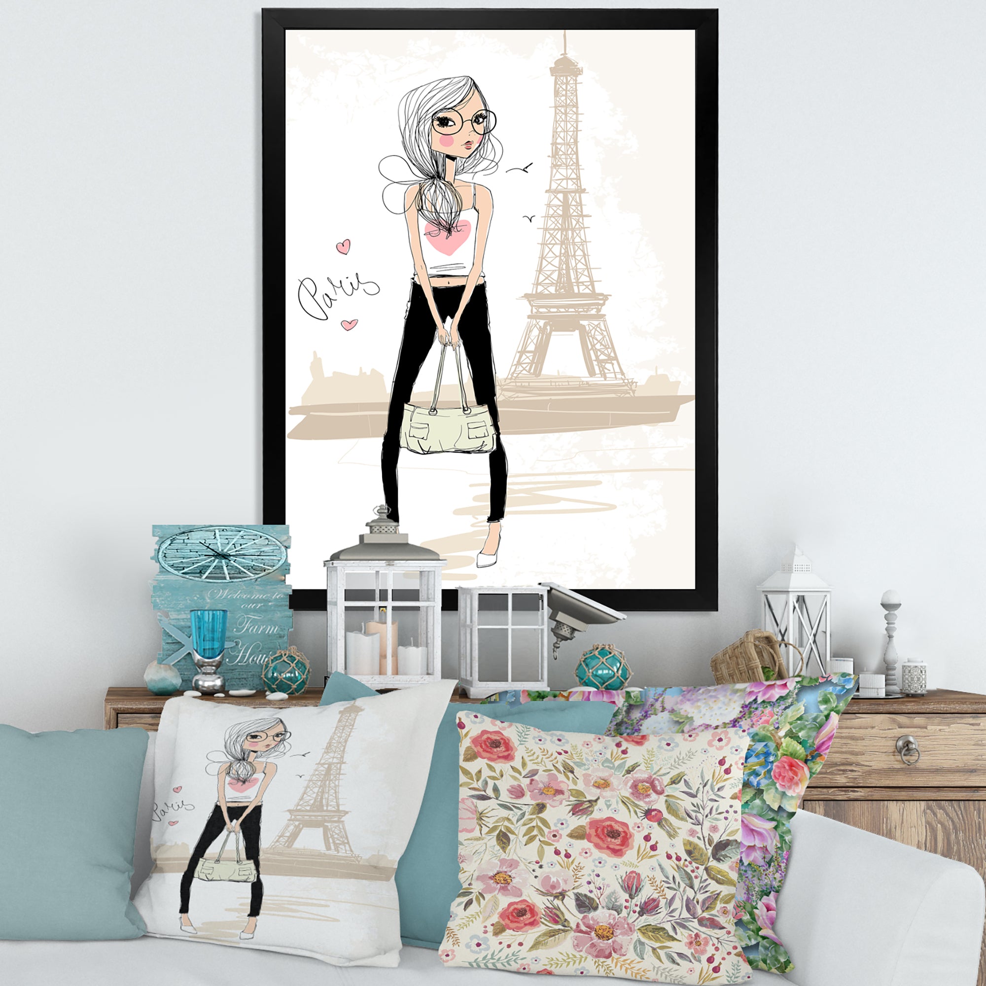 Cute Girl By The Tour Eiffel In Paris