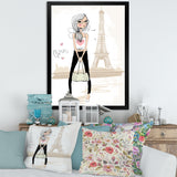 Cute Girl By The Tour Eiffel In Paris