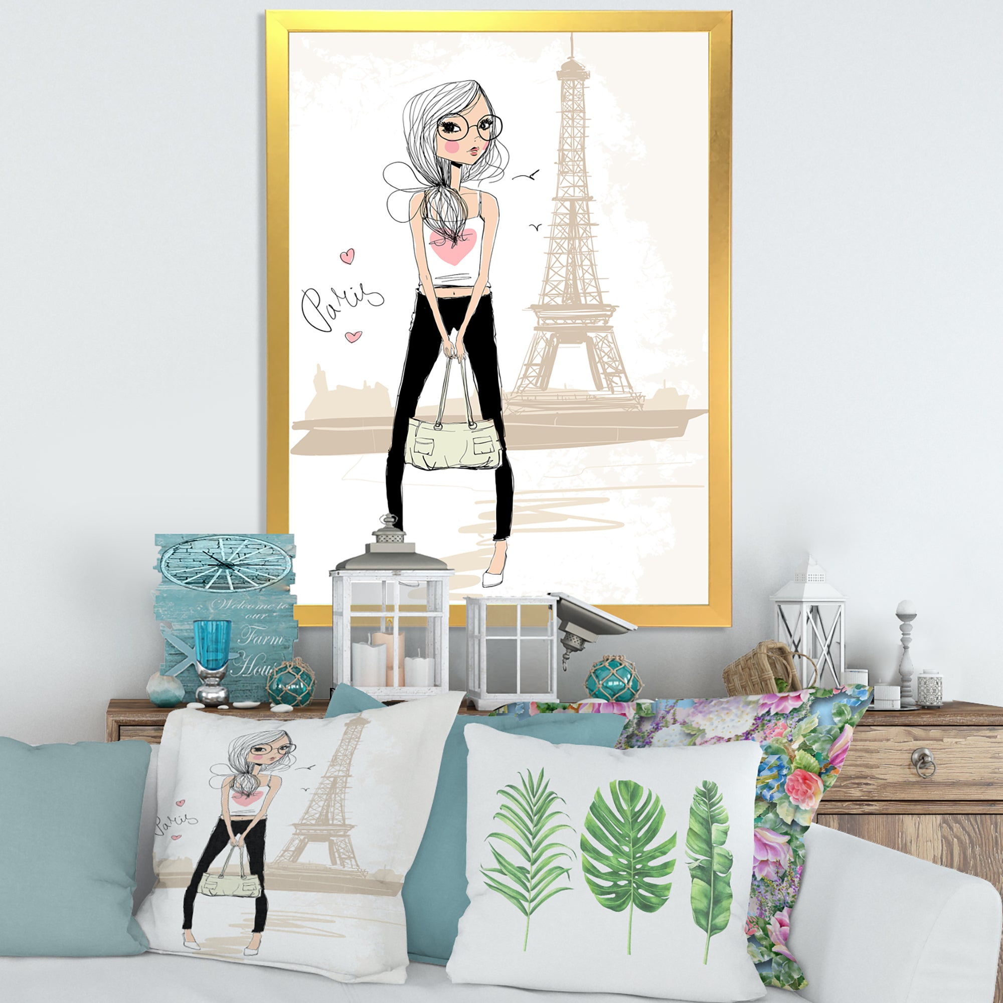 Cute Girl By The Tour Eiffel In Paris