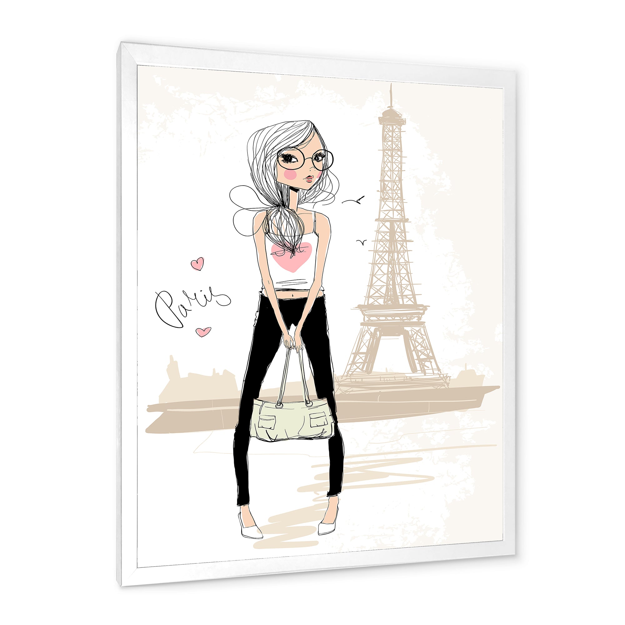 Cute Girl By The Tour Eiffel In Paris