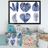 Tropical Blue Watercolour Leaves I