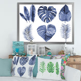 Tropical Blue Watercolour Leaves I