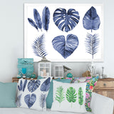 Tropical Blue Watercolour Leaves I