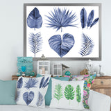 Tropical Blue Watercolour Leaves IV