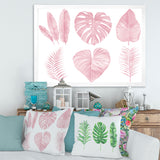 Tropical Pink Watercolour Leaves I