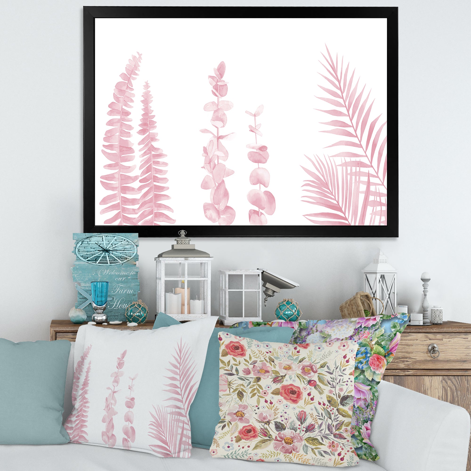 Blush Pinkeucalyptus and Palm Branches