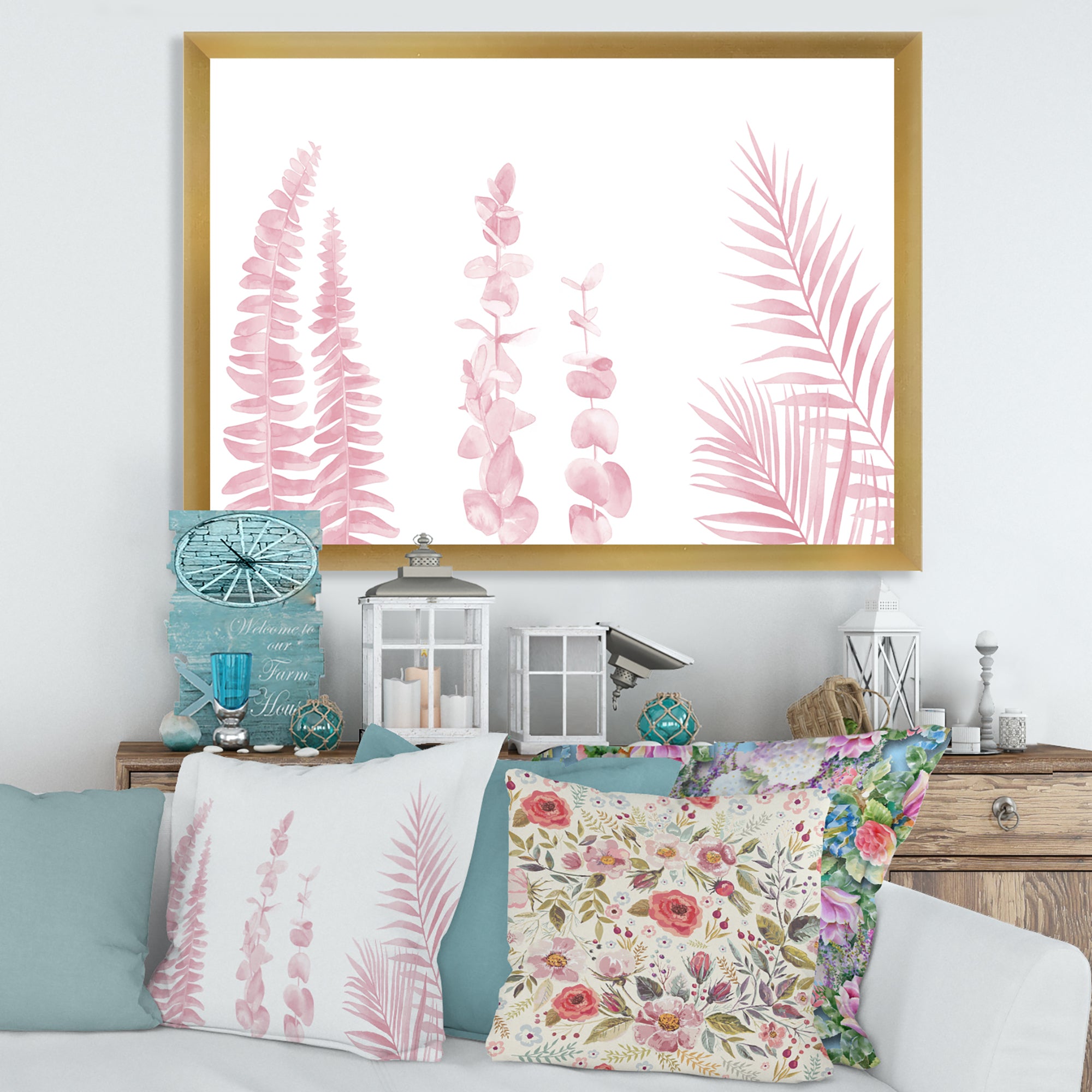 Blush Pinkeucalyptus and Palm Branches