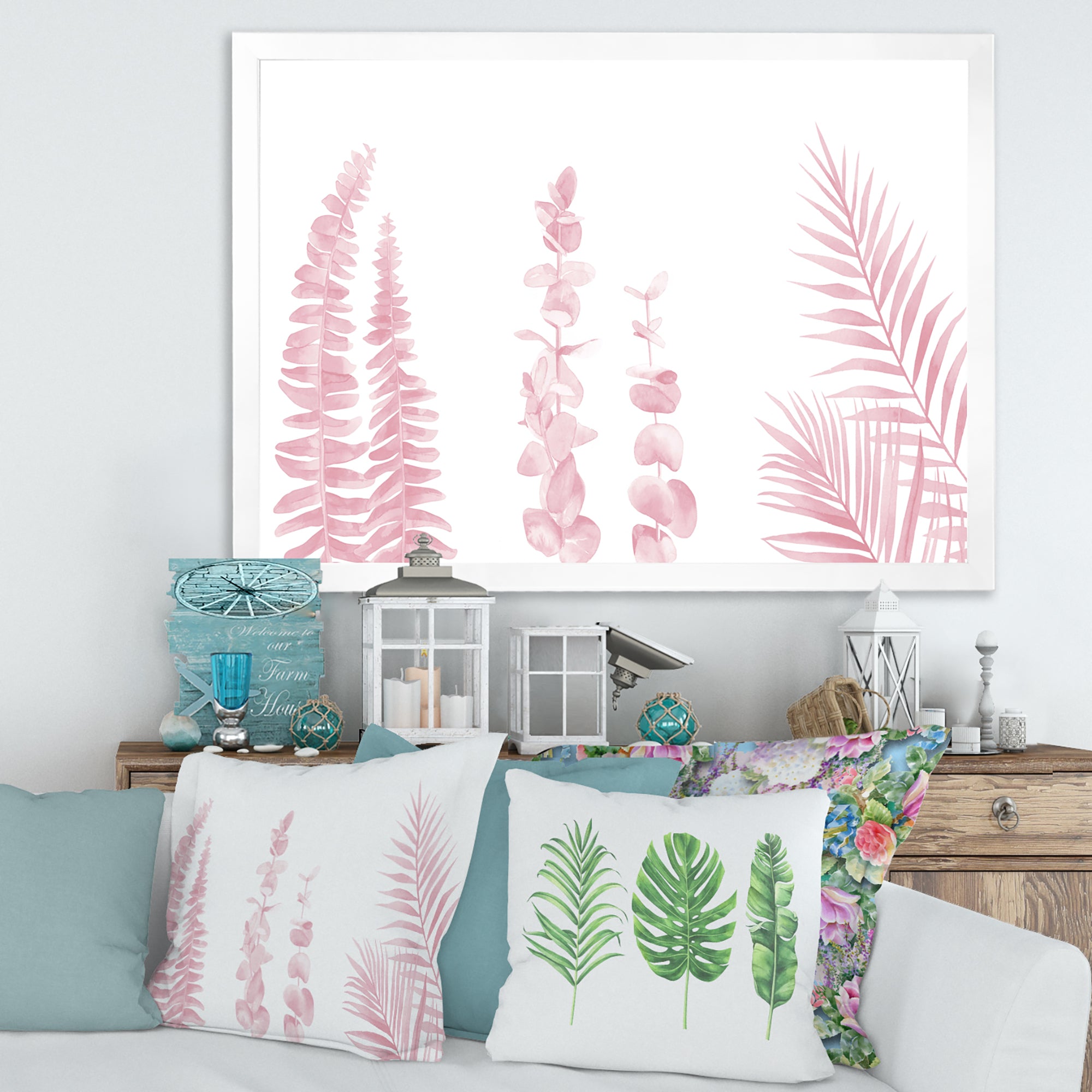 Blush Pinkeucalyptus and Palm Branches