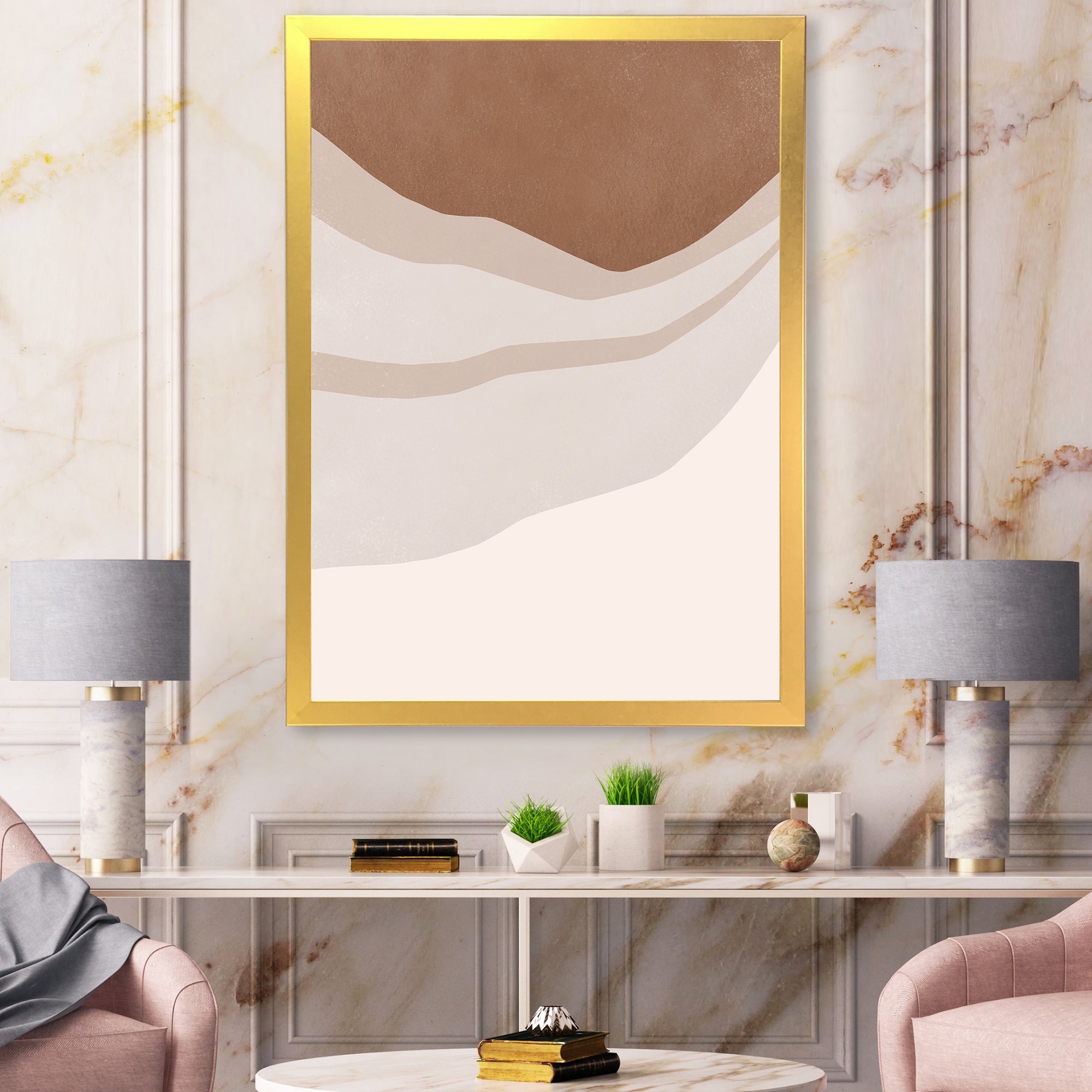 Terracotta and Ivory Shapes with Scuff Effect