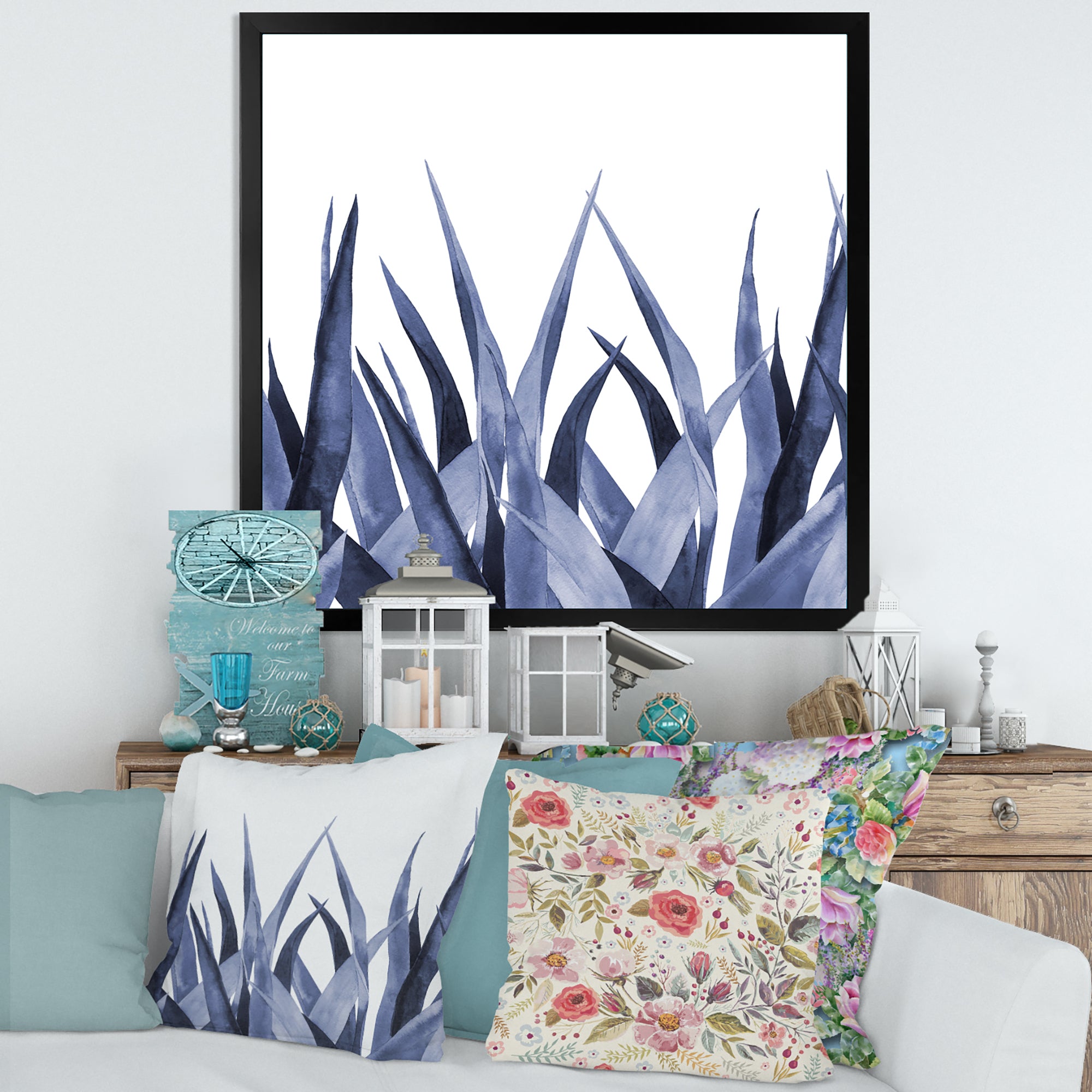 Navy Blue Agave Leaves