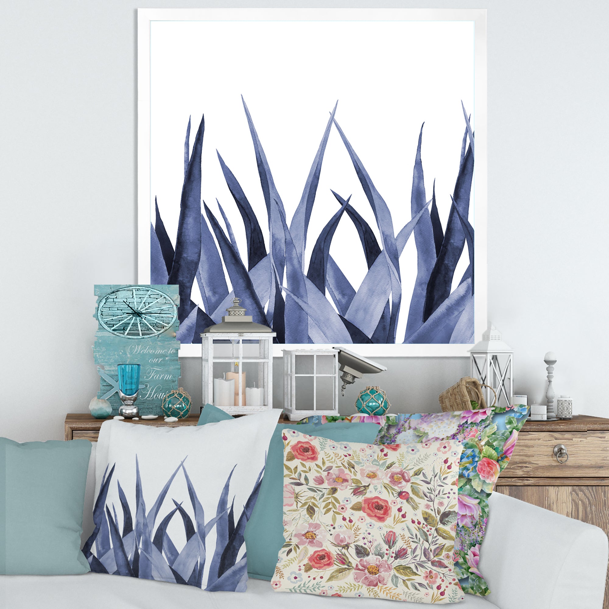 Navy Blue Agave Leaves