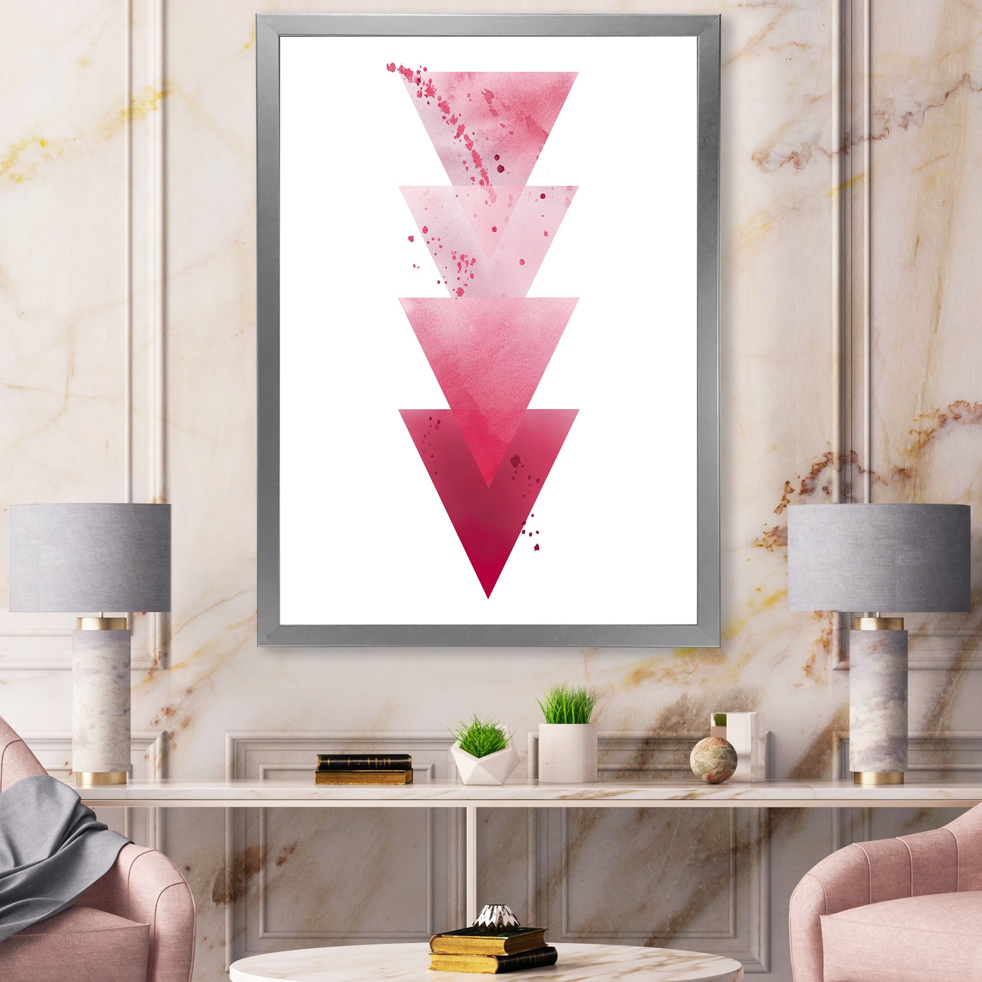 Red Triangles Abstract Geometric Art Composition