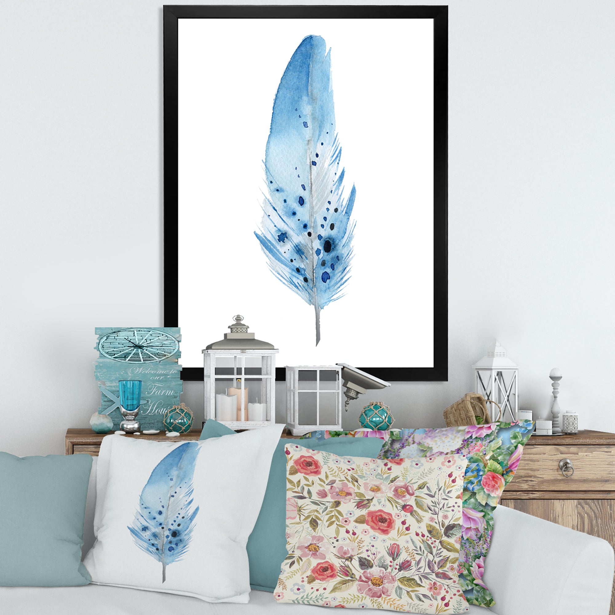Blue Boho Feathers