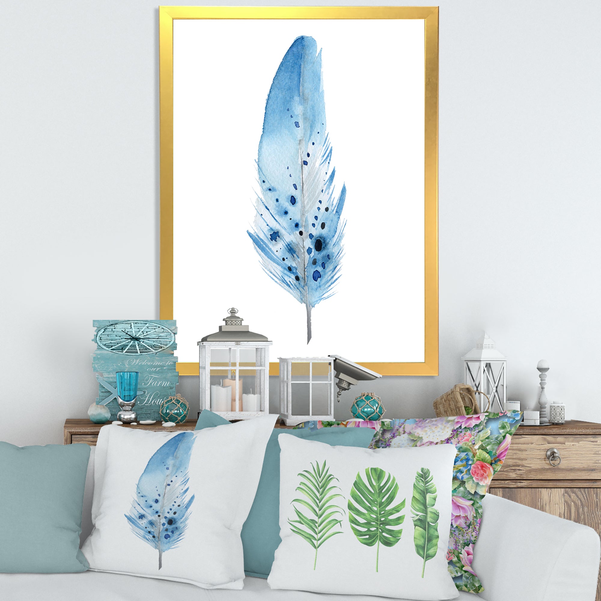 Blue Boho Feathers