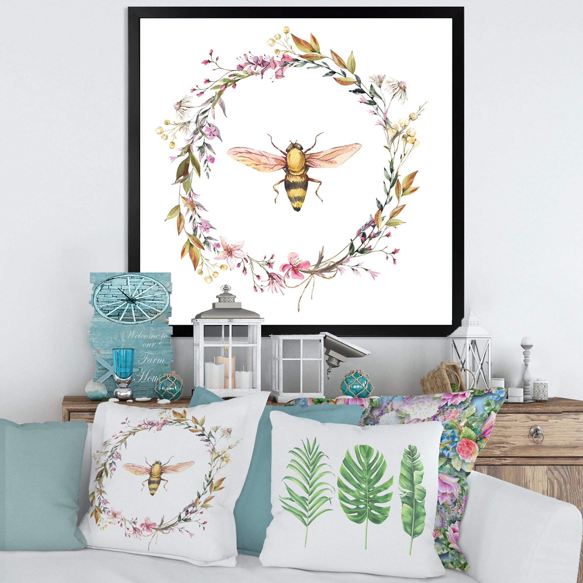 Bee In Wildflowers Wreath