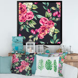 Red VIntage Roses and Berries On Black