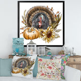 Thanksgiving Vintage Turkey Sunflowers and Pumpkin