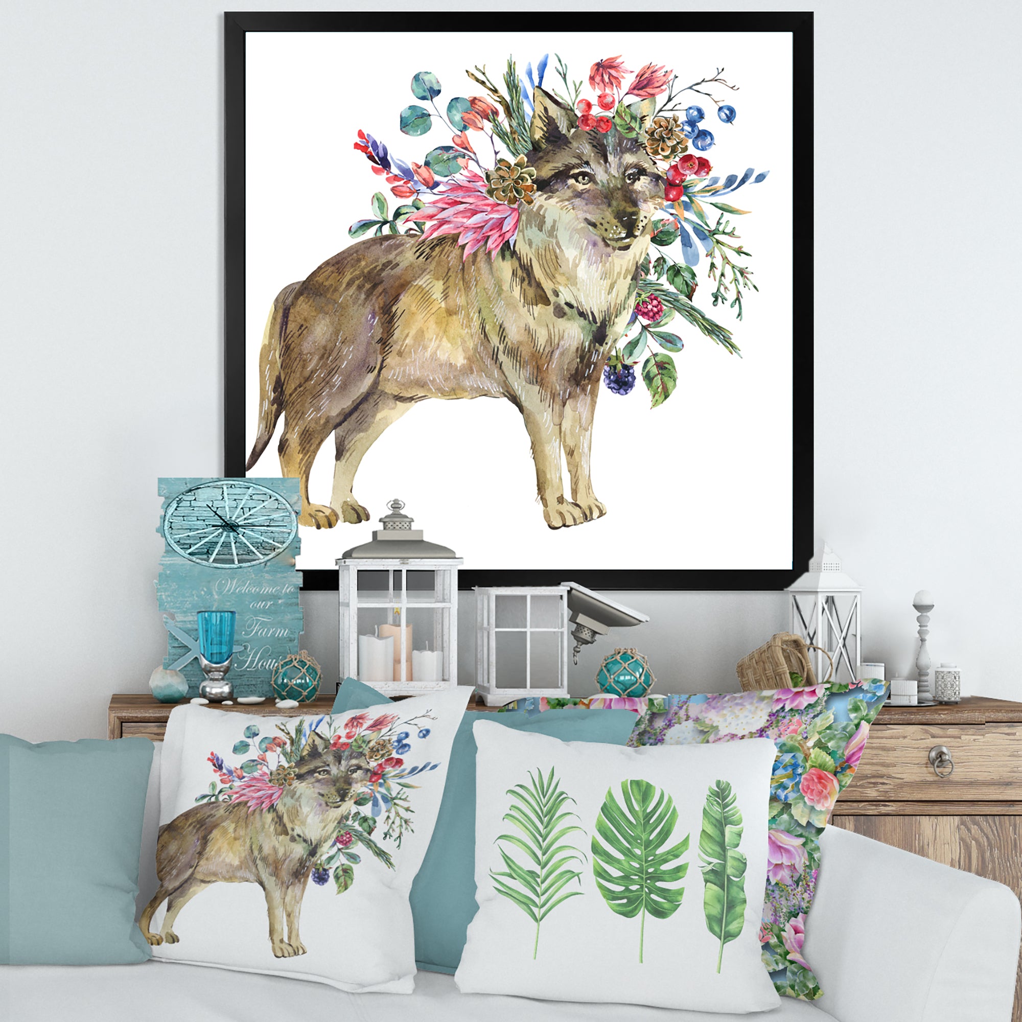 Wolf With Woodland Flowers