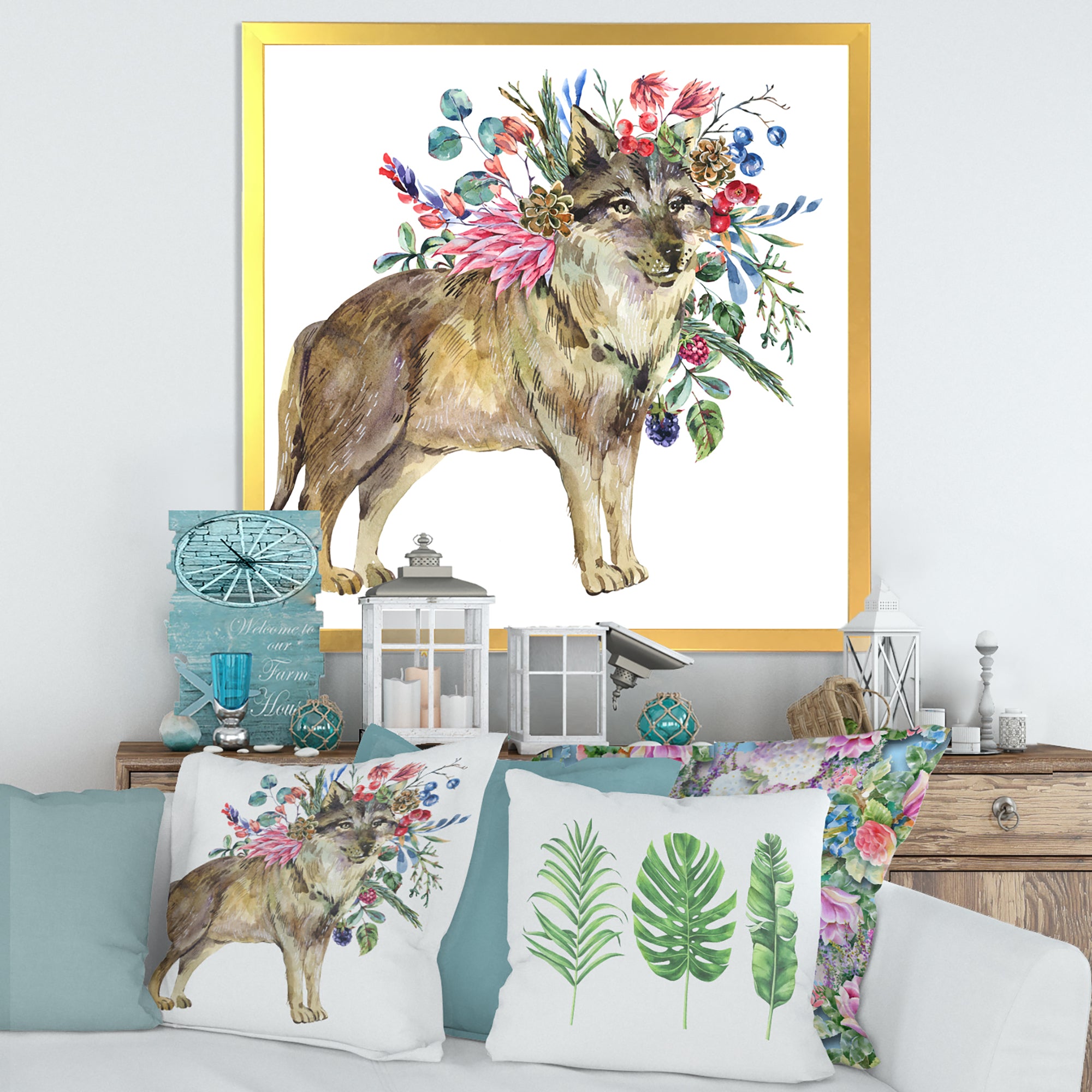 Wolf With Woodland Flowers