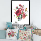 Vintage Burgundy Rose and Wildflowers