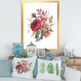 Vintage Burgundy Rose and Wildflowers