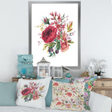 Vintage Burgundy Rose and Wildflowers