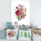 Vintage Burgundy Rose and Wildflowers