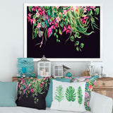 Floral Tropical Leaves Om Black