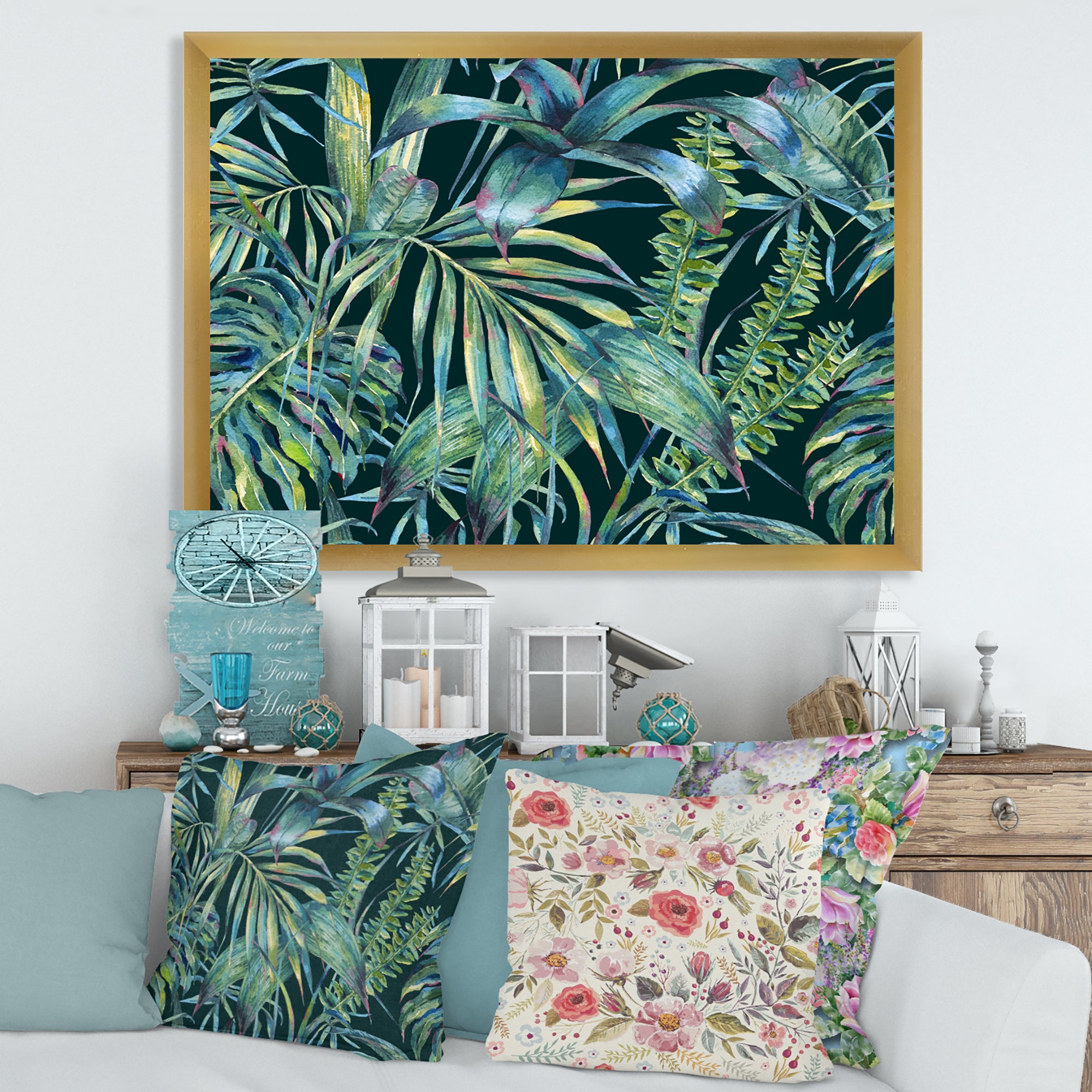 Natural Leaves Exotic On Dark I