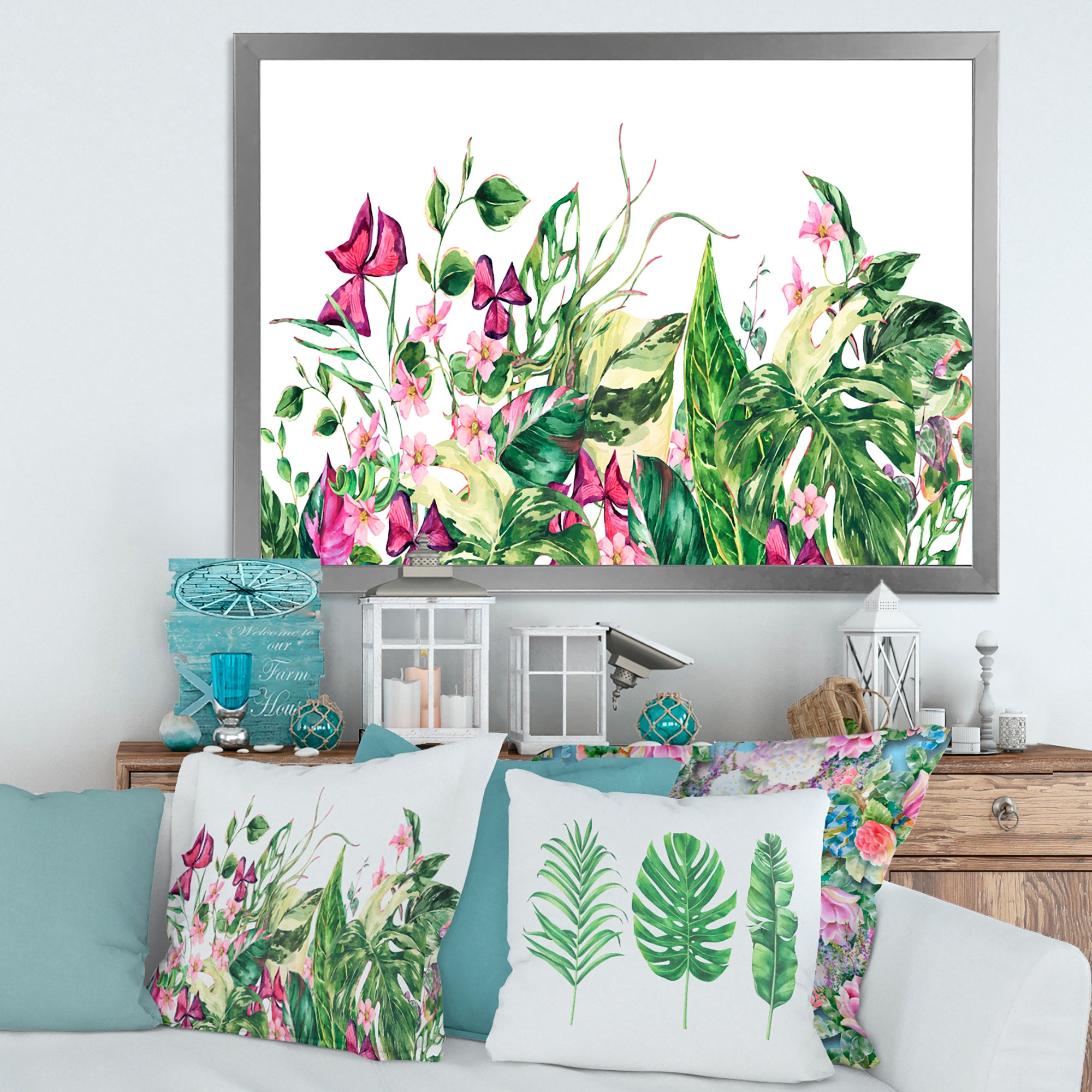 Vintage Floral Tropical Leaves I