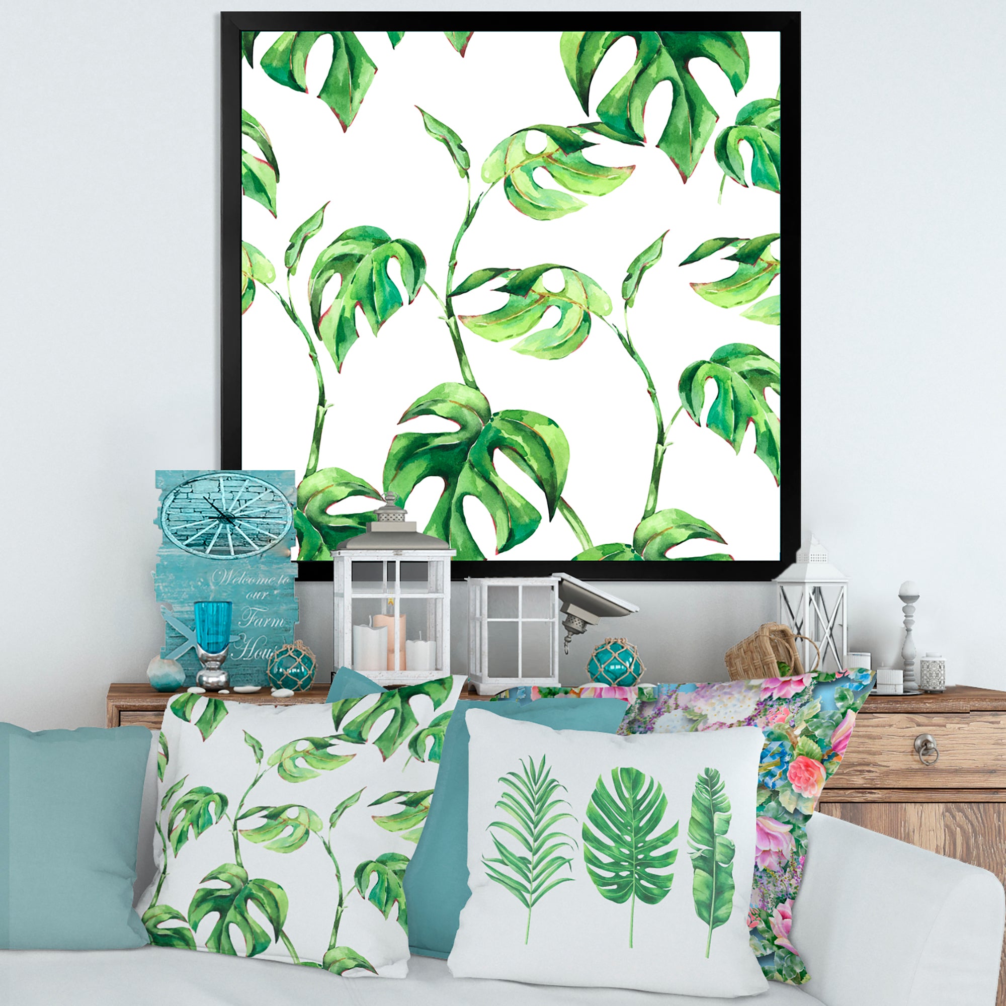 Vintage Floral Tropical Leaves II