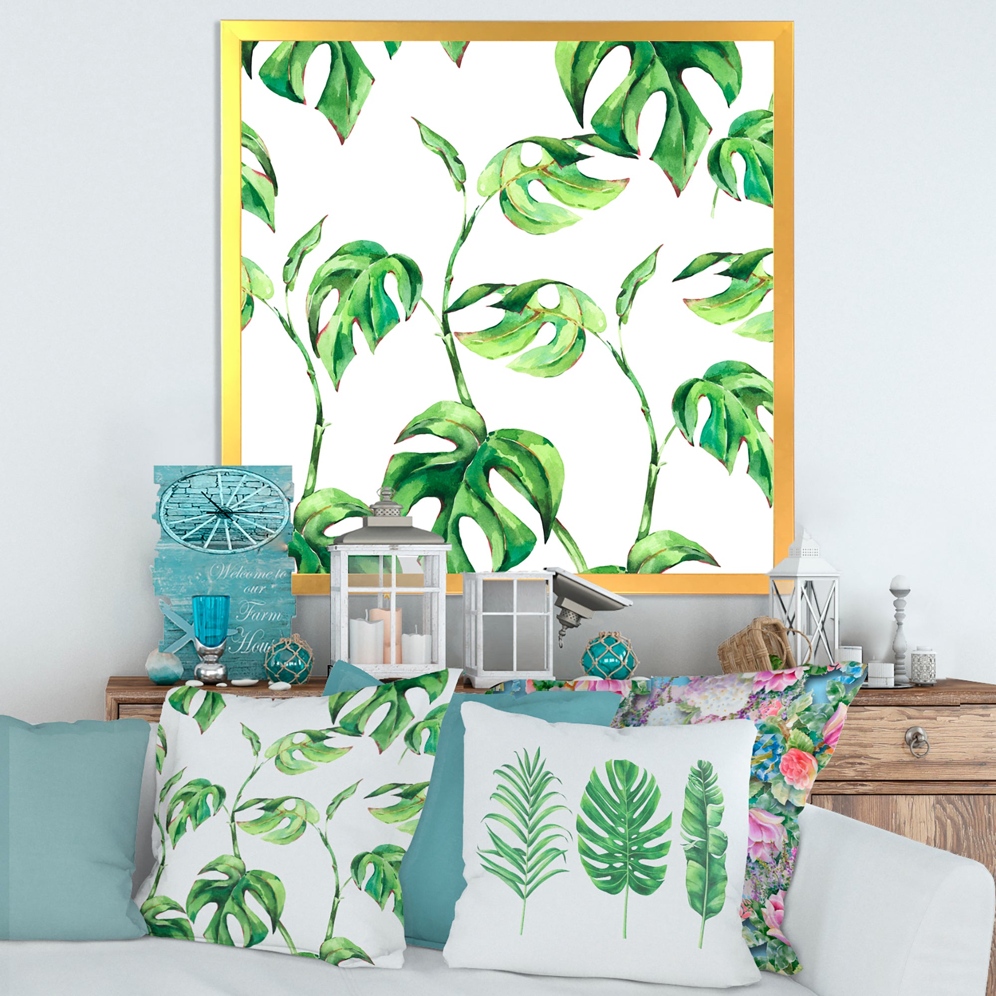 Vintage Floral Tropical Leaves II