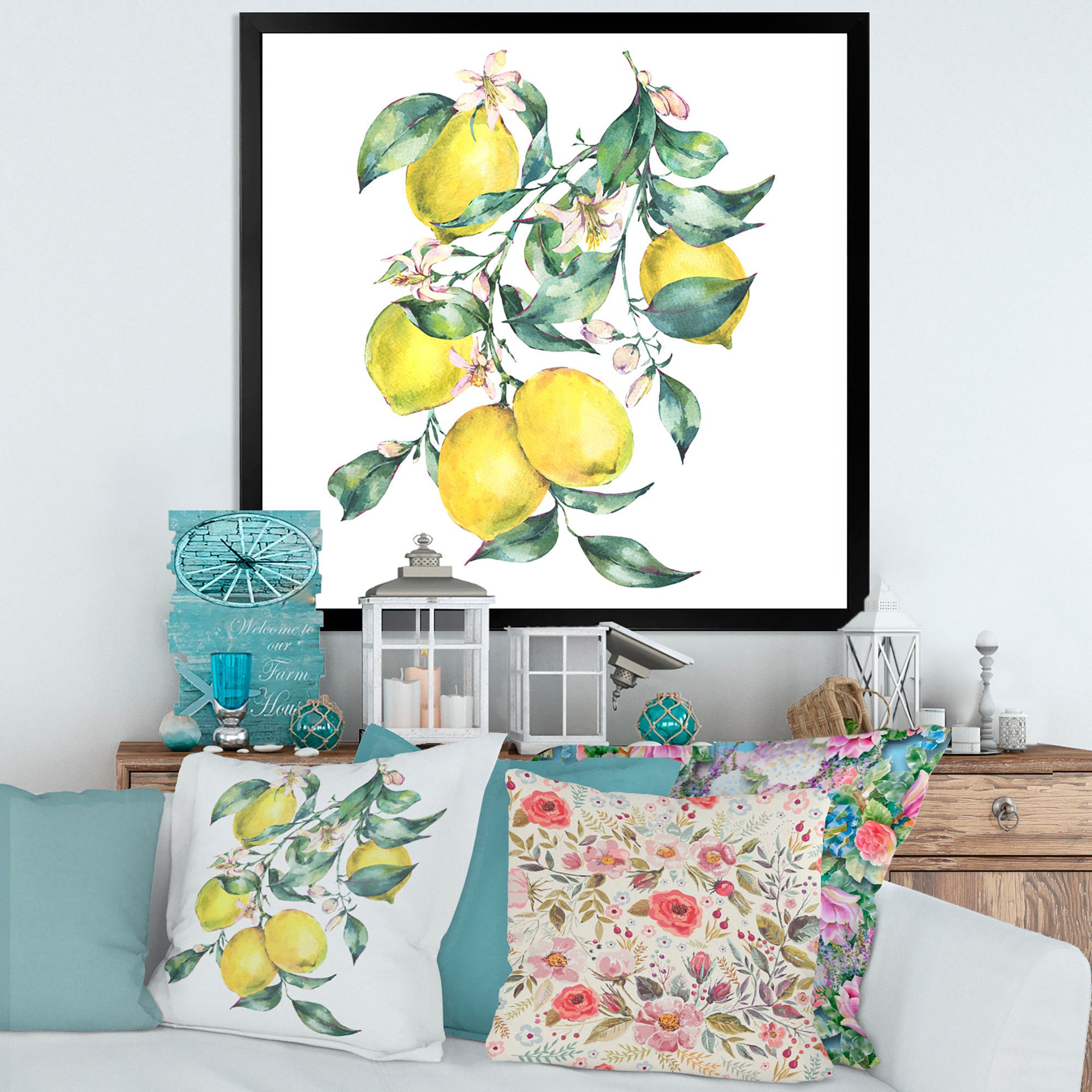 Branch of Yellow Lemons and Leaves I