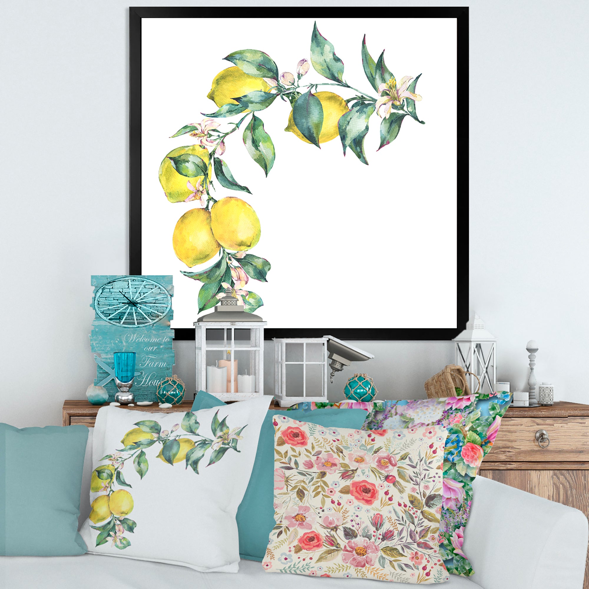 Branch of Yellow Lemons and Leaves II