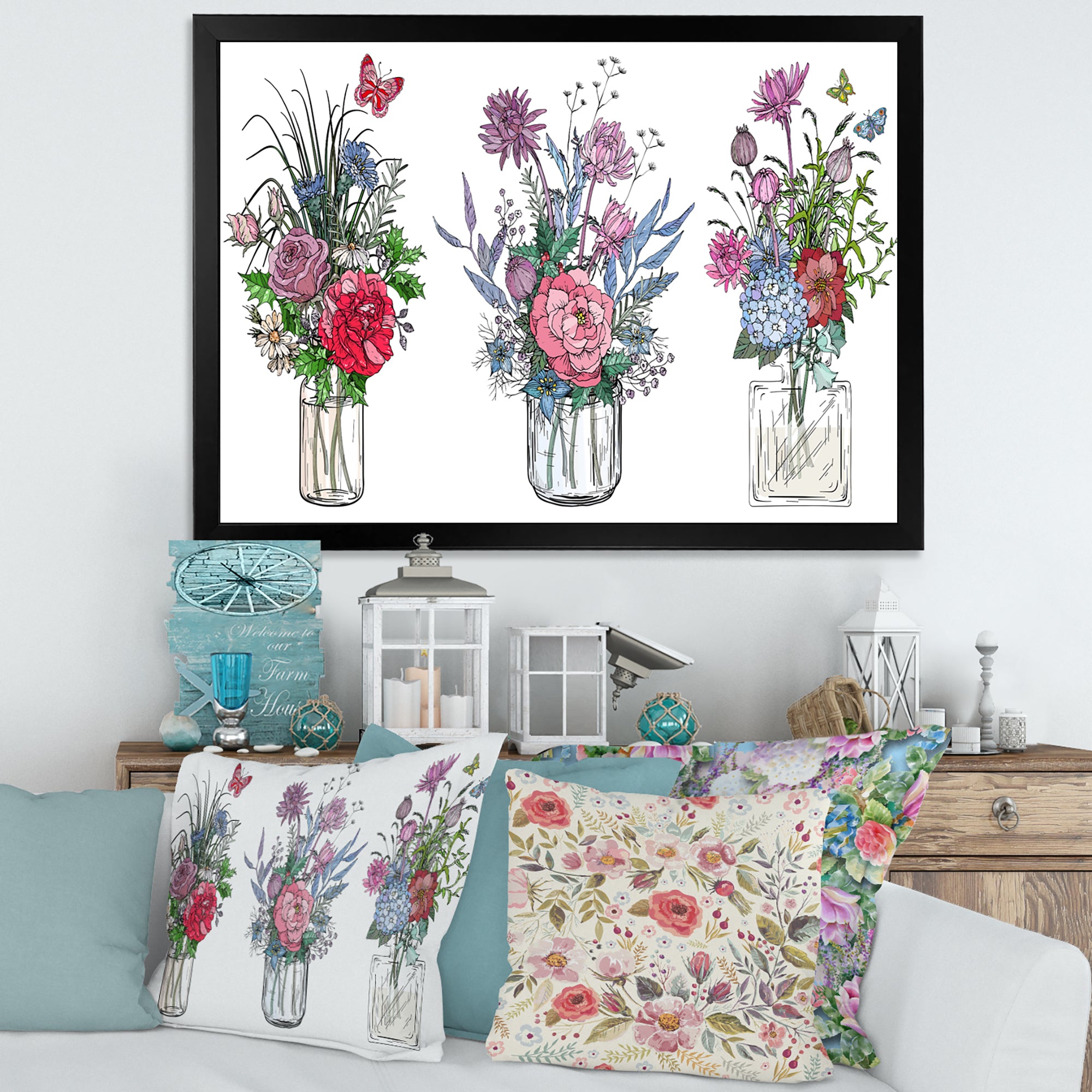 Bouquets of Wildflowers In Transparent Vases I