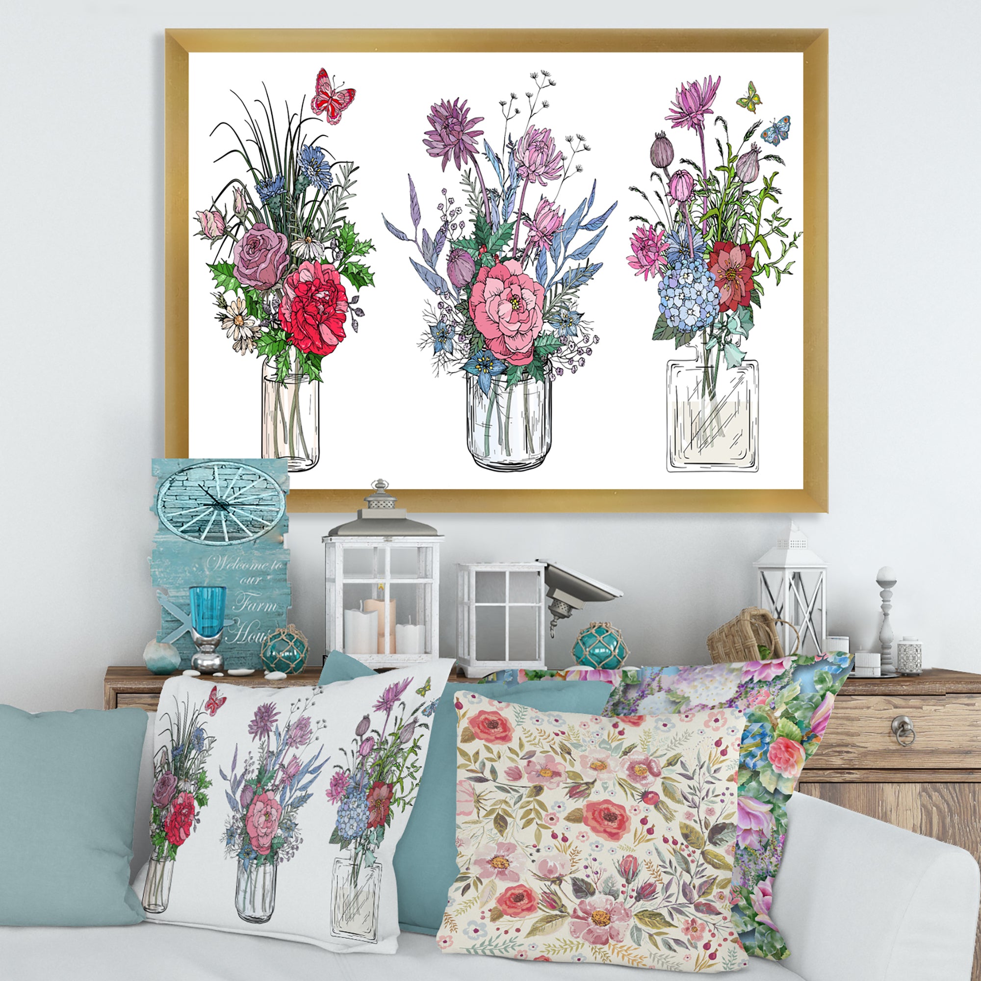 Bouquets of Wildflowers In Transparent Vases I