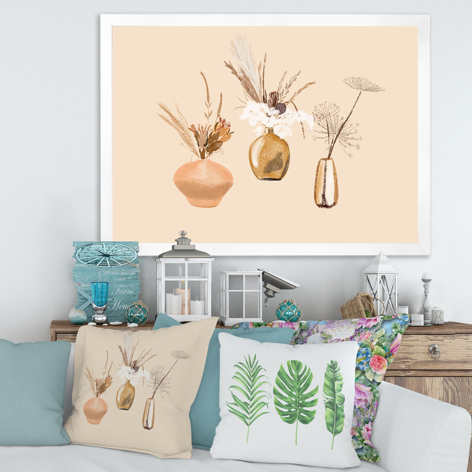 Bouquets Of Wildflowers In Gold Vases I