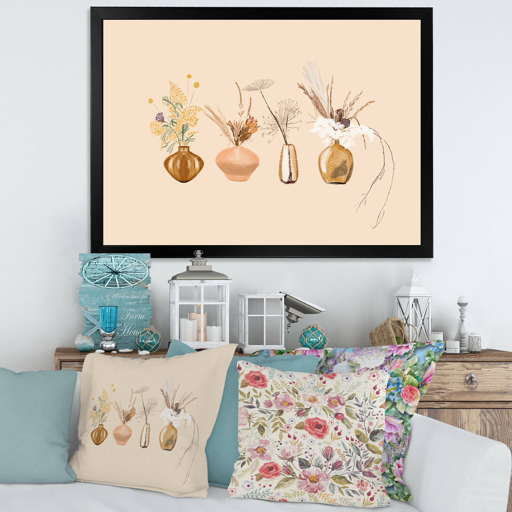 Bouquets Of Wildflowers In Gold Vases II