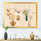 Bouquets Of Wildflowers In Gold Vases III